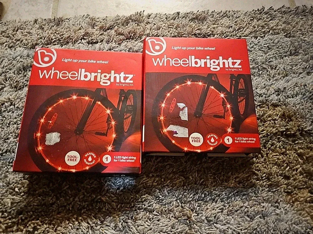 2× LED Bicycle Wheel Light Kit Wheelbrightz Tool Free Red Weather Resistant NEW