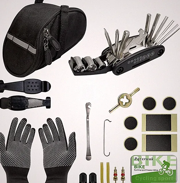 21-PC Bike Repair Kit w/ Saddle Bag, Tire Levers & Patches for Road & MTB