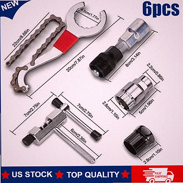 6 Piece Bicycle Repair Tools Kit, Bike Cassette Removal Tool, Sprocket Removal
