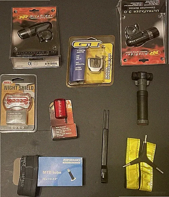 Bike Accessories Lot NiteRider Lights GT Speedometer Bell LED Pump Tool Tube NEW