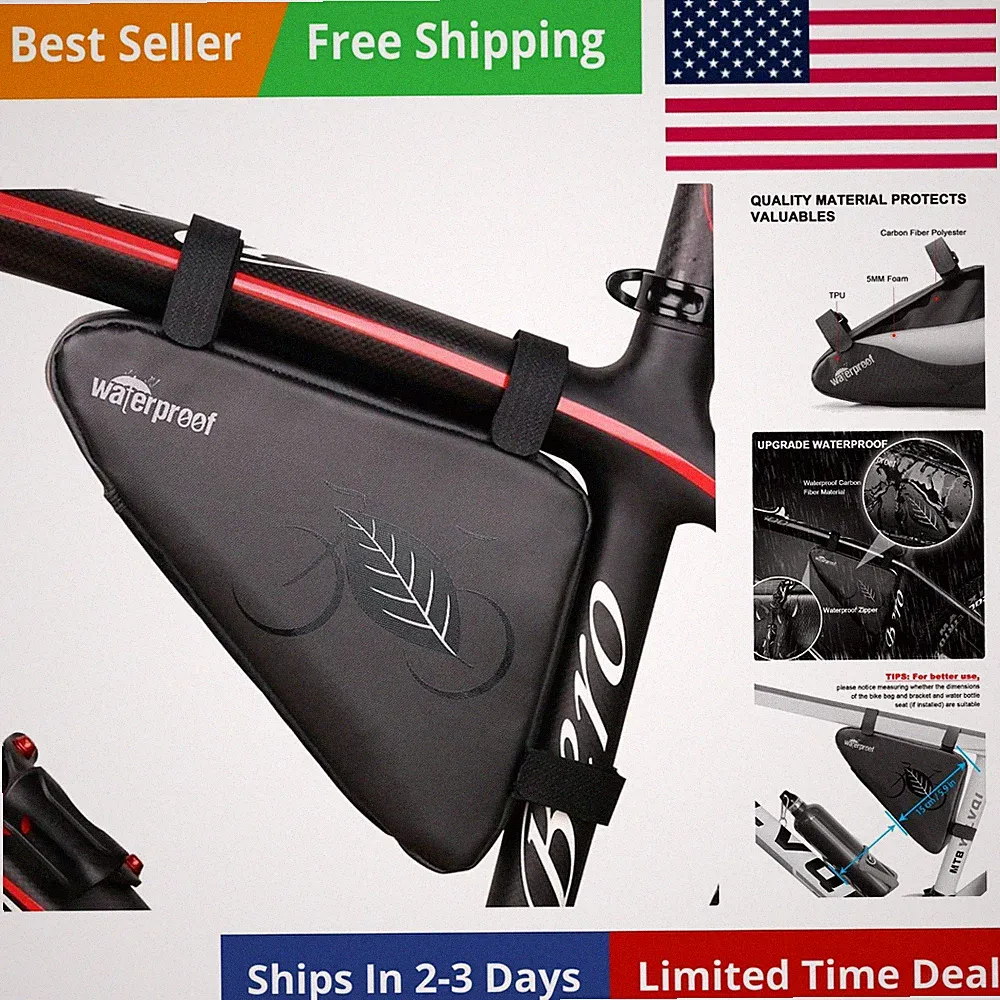 Bike Bag:Bike Frame Bag & Bicycle Repair Kit, 2L Waterproof Storage Pouch wit...