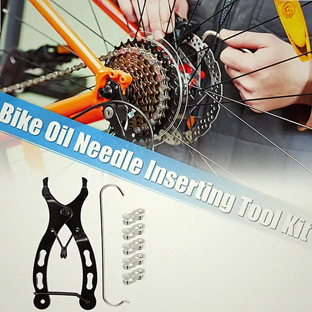 Bike Chain Repair Tool Kit w/ 5 Pairs Quick Link fits 9 Speed Chain Silver Tone