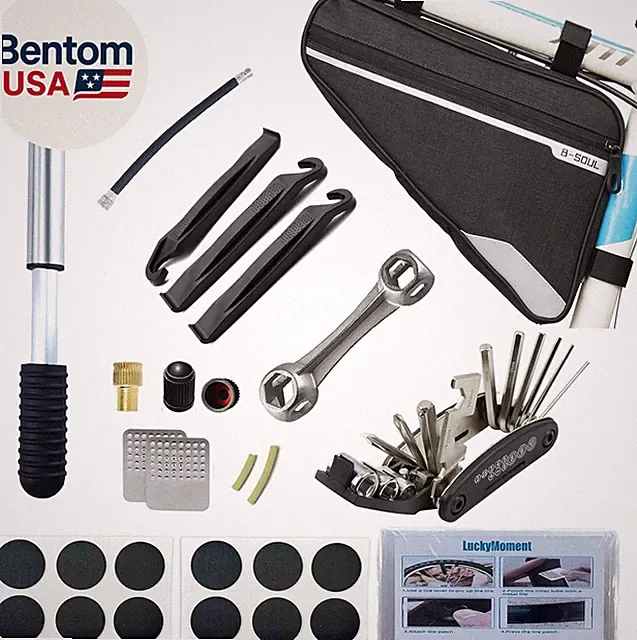 Bike Repair Kit,Mini Bicycle Pump, Bike Tire Repair Tool Kit Contains 16-In-1 To