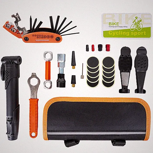 Bike Repair Kit with 120 PSI Mini Pump, 16-in-1 Bicycle Multi Tool, Tire Leve...