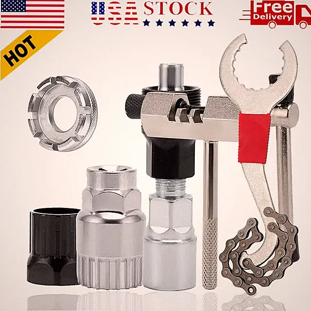 Bike Repair Tool 6 PCS Kit Crank Chain Cutter Extractor Bracket Freewheel Puller