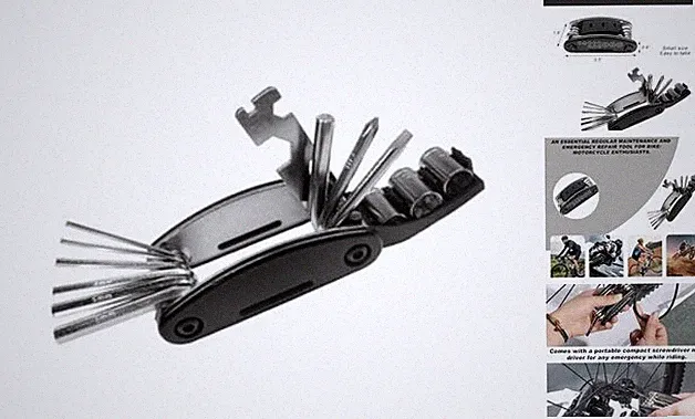 Bike Repair Tool Kit, 16-in-1 Multi Function Tool with Hex Wrench &
