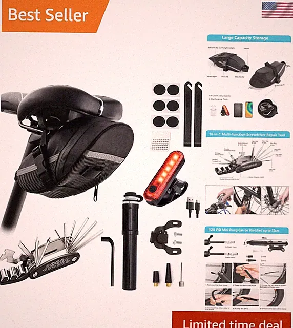 Durable Bike Repair Tool Kit with Mini Pump & Reflective Saddle Bag for Safety