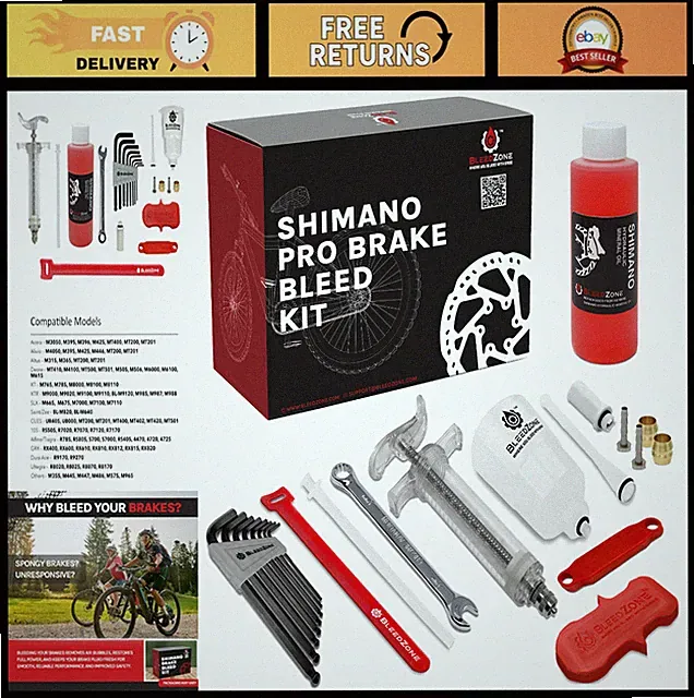 Hydraulic Brake Bleed Kit for Shimano - 120ml Mineral Oil, Fits Road, Gravel & M