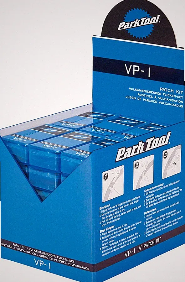 Park Tool VP-1 Vulcanizing Patch Kit Display Box - Durable Rubber Bike Tube