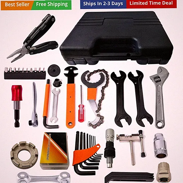Professional Bike Repair Tool Kit with Hard Case - Complete Maintenance Set f...