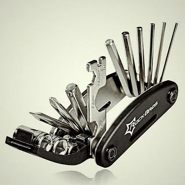 ROCKBROS Bike Repair Tool Bike Pocket Multi Function 16 in 1 Folding Tool Black