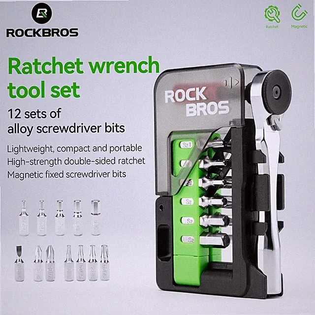 ROCKBROS Mini Ratchet Wrench Tool Set 12-in-1 Portable Bike Repair Tools Kits
