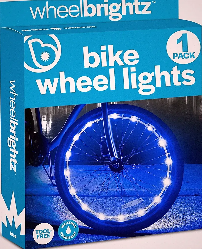 Wheelbrightz LED Bicycle Wheel Light Kit Tool Free Weather Resistant - Blue